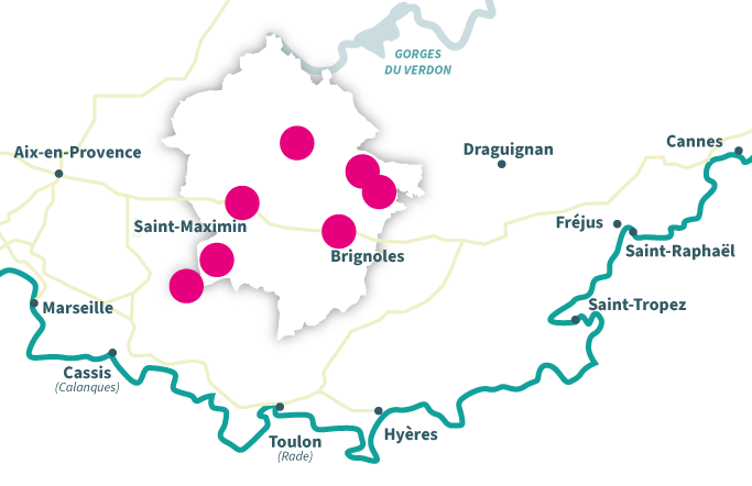 Carte des Offices de Tourisme Provence Verte & Verdon